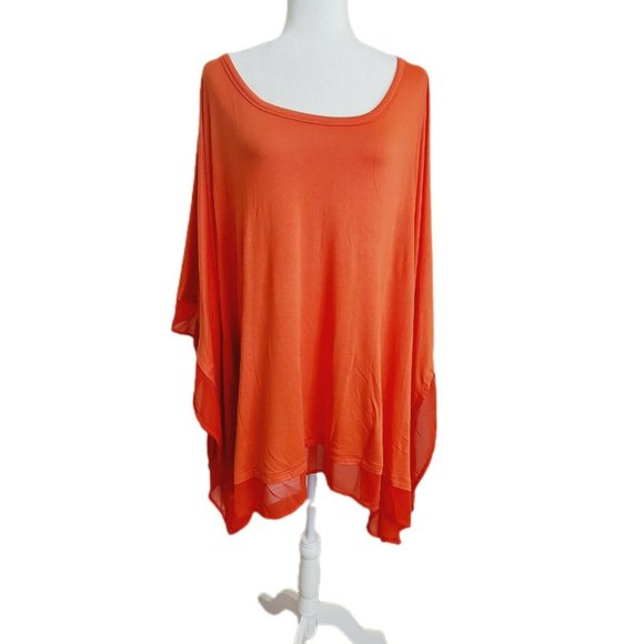 Lane Bryant Tops - Lane Bryant Orange Chiffon Trim Poncho Style Top Plus Size 22/24